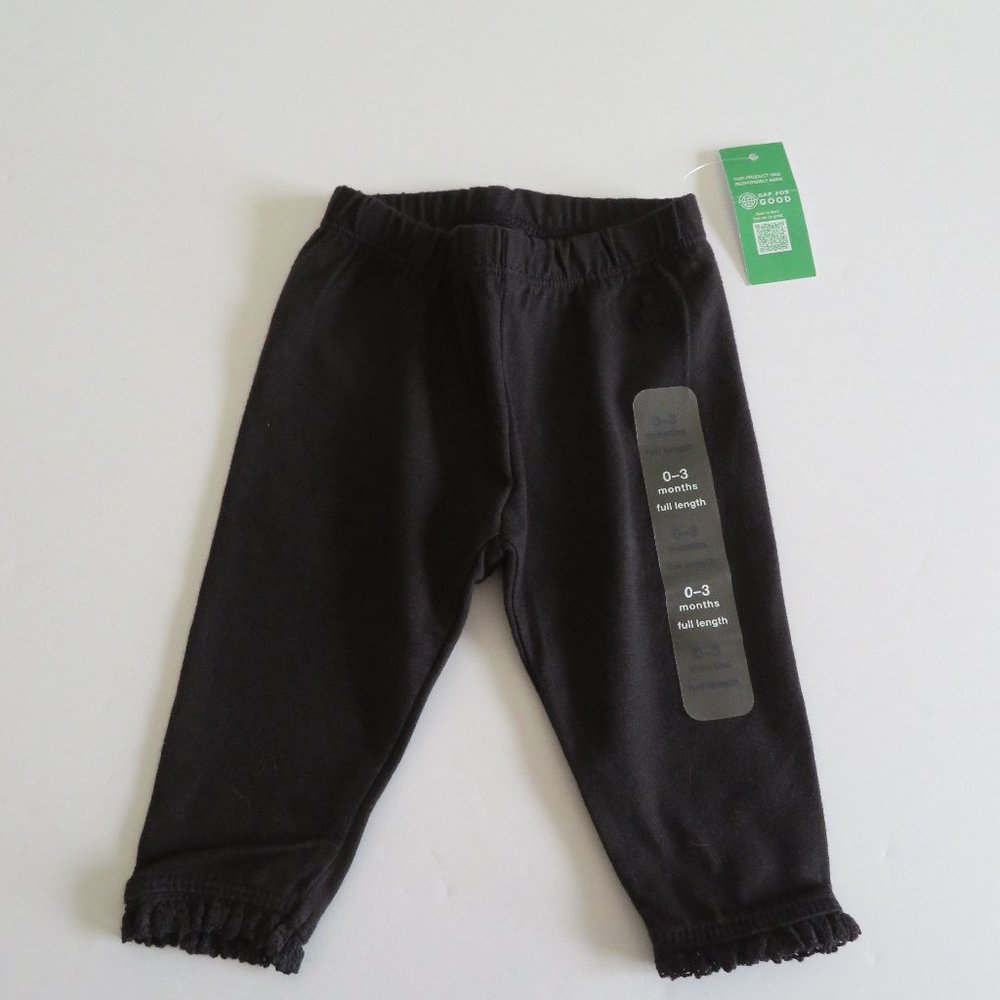 GAP Baby Organic Cotton Ruffle Leggings, Girl 0-3 months, Black - NWT